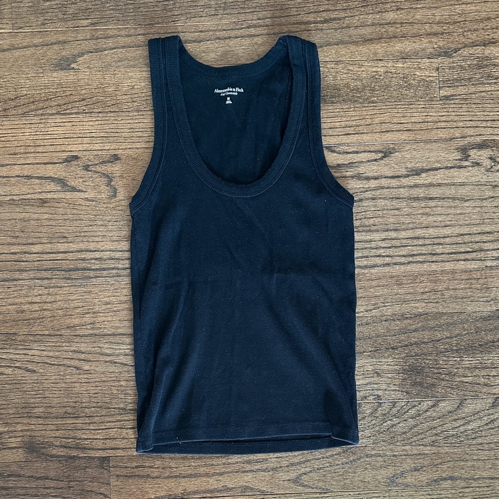 Abercrombie & Fitch Black Ribbed Scoop Tank